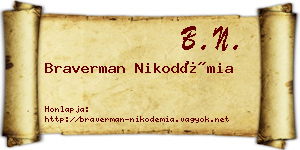 Braverman Nikodémia névjegykártya